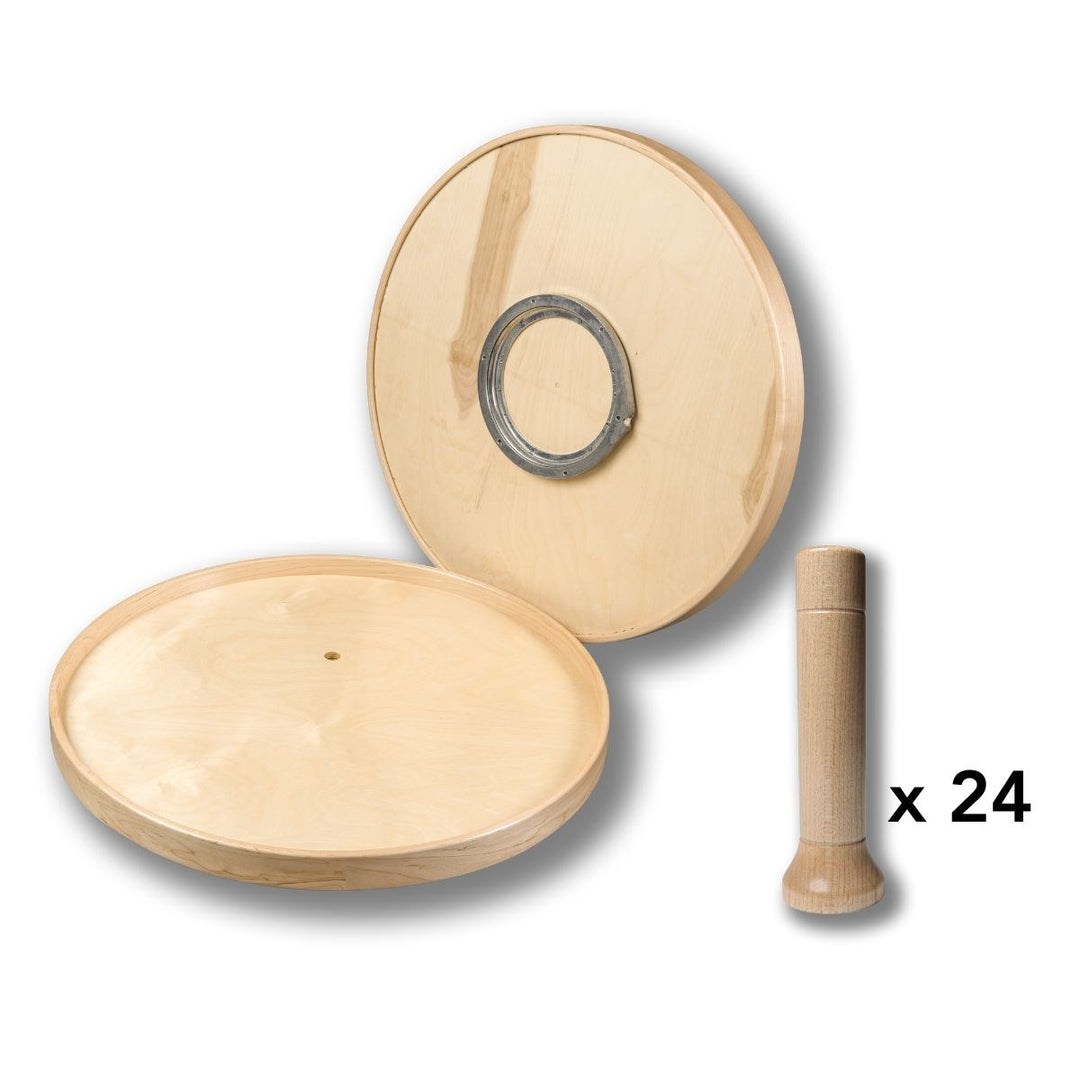 Magnum Series MagnaSusan full-round shelves with 24 magnetic solid-wood pegs