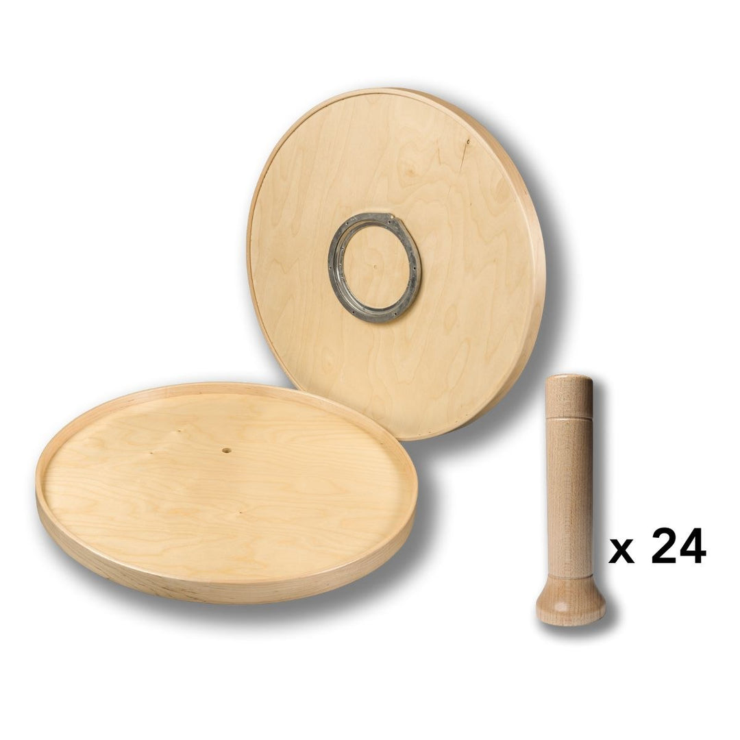 Magnum Series MagnaSusan full-round shelves with 24 magnetic solid-wood pegs