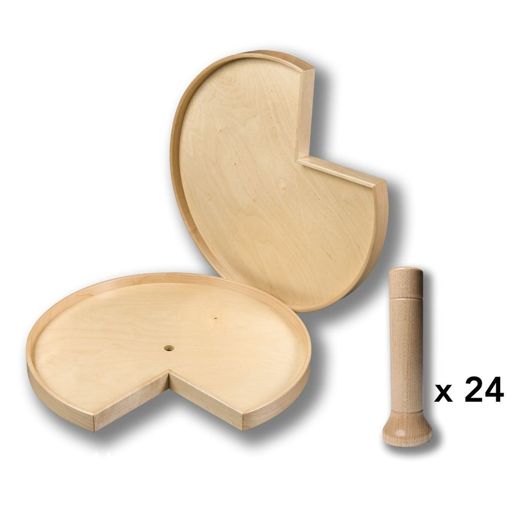 Signature Series MagnaSusan pie-cut shelves with 24 magnetic solid-wood pegs