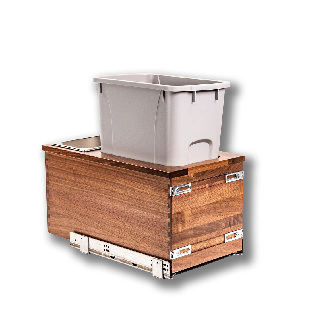 12" Riviera Series 34 Quart Bottom Mount Waste Container in walnut