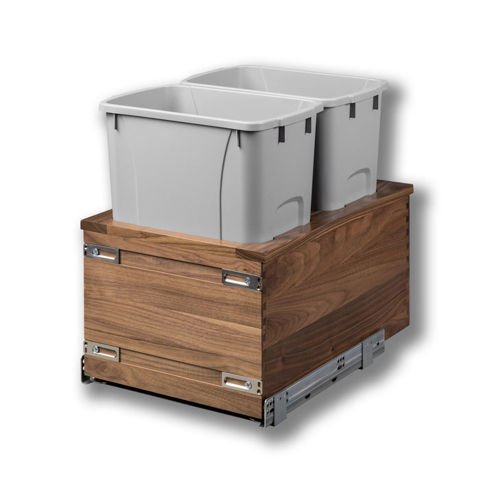 14 1/2" Riviera Series 34 Quart Bottom Mount Waste Container - Walnut, studio view 2