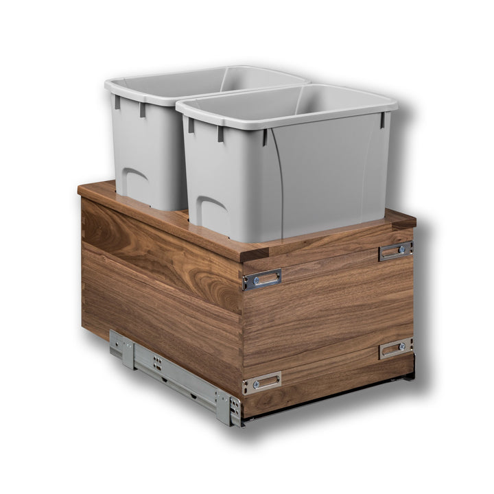 14 1/2" Riviera Series 34 Quart Bottom Mount Waste Container - Walnut, studio view 3