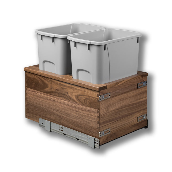 14 1/2" Riviera Series 34 Quart Bottom Mount Waste Container - Walnut, studio view 4