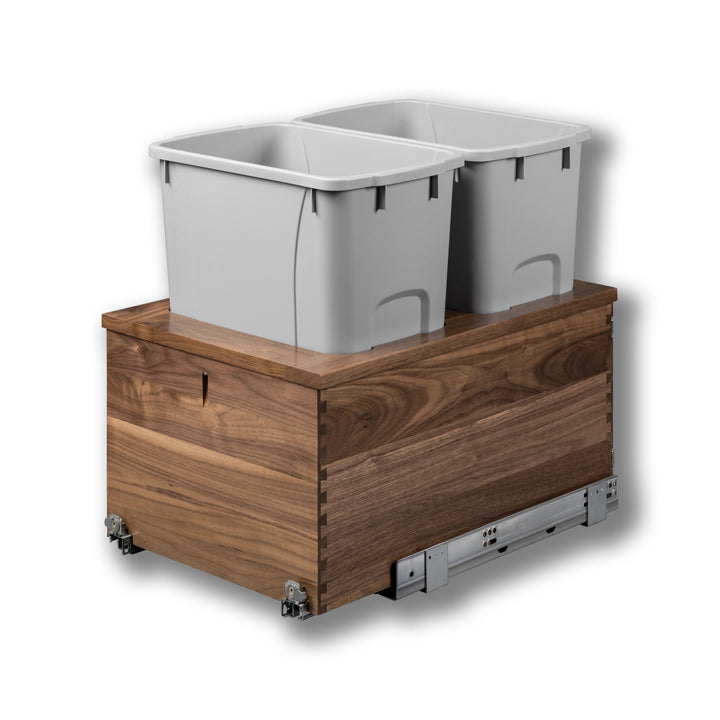14 1/2" Riviera Series 34 Quart Bottom Mount Waste Container - Walnut, studio view 5