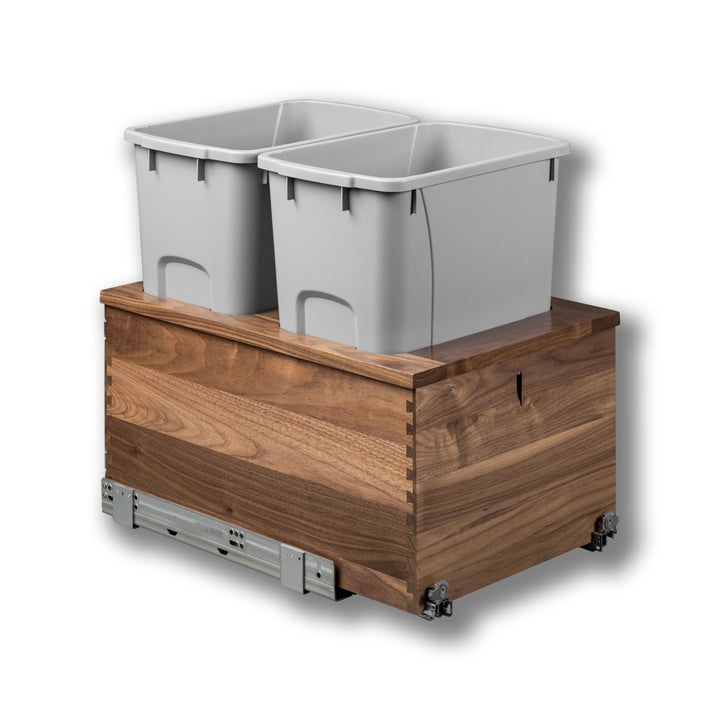 14 1/2" Riviera Series 34 Quart Bottom Mount Waste Container - Walnut, studio view 6