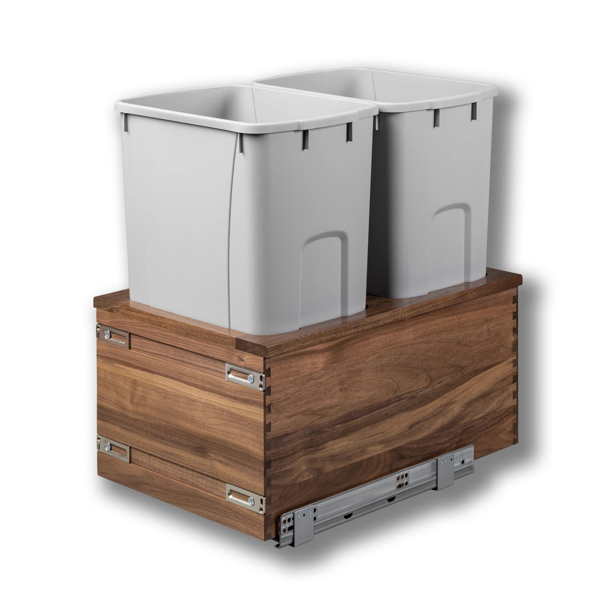 14 1/2" Riviera Series 50 Quart Gray Bottom Mount Waste Container - Walnut