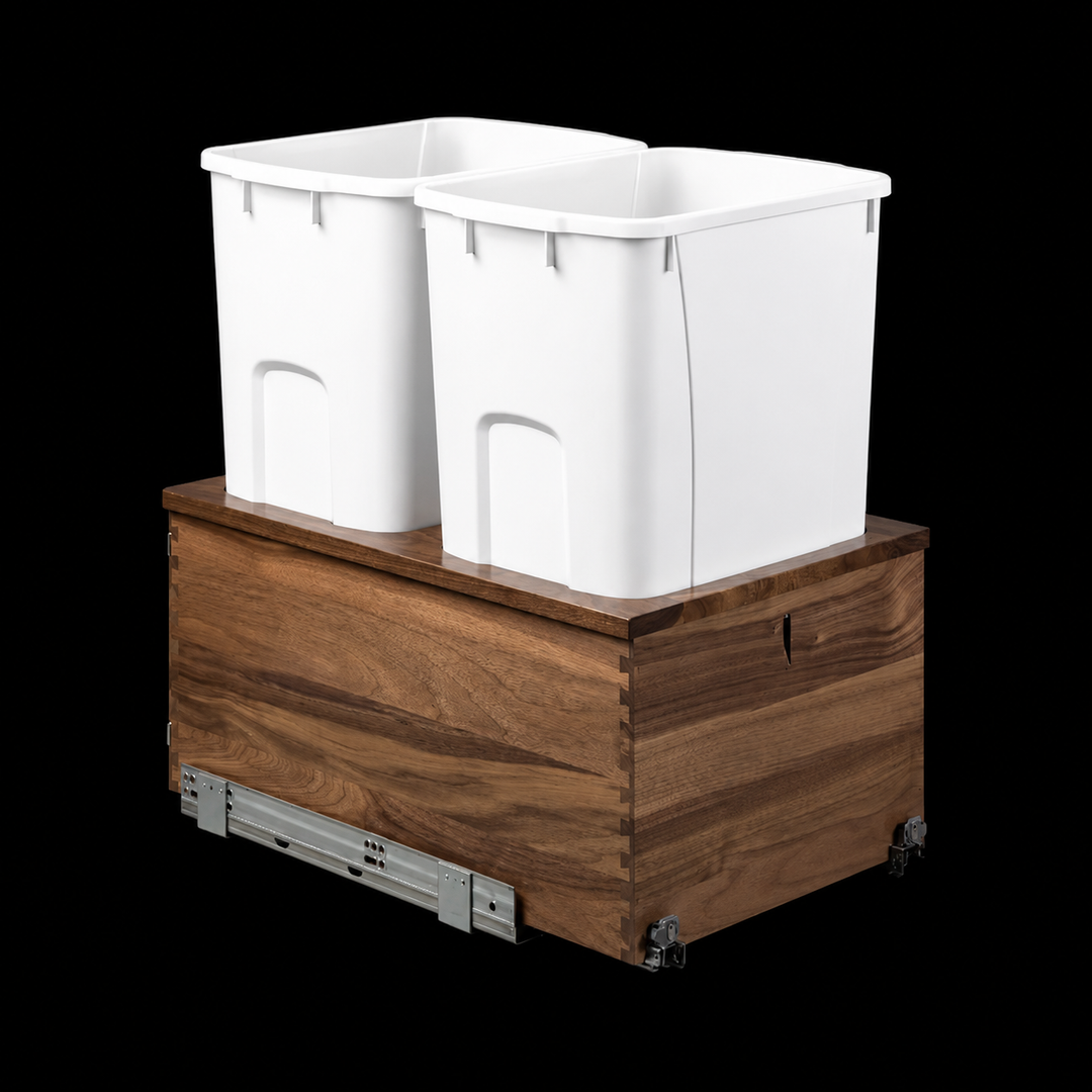 Century Components 14 1/2" Signature Series 50 Quart Bottom Mount Waste Container - Walnut (RIVBM145PF-50PF)