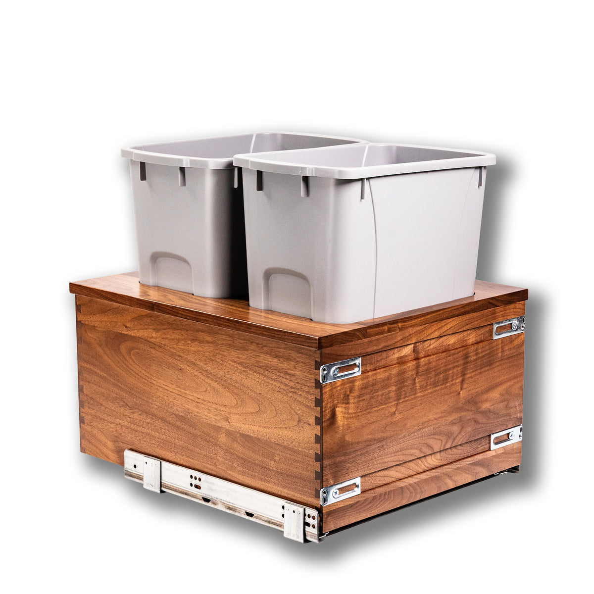 17 1/2" Riviera Series 34 Quart Bottom Mount Waste Container - Walnut
