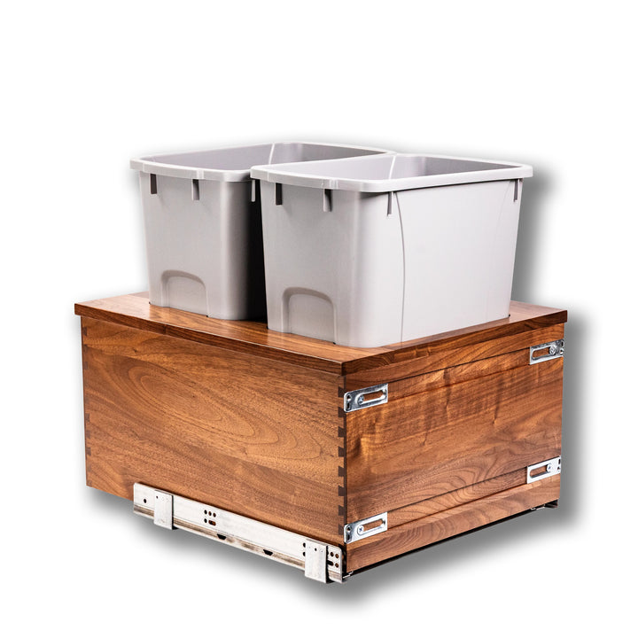 17 1/2" Riviera Series 34 Quart Bottom Mount Waste Container - Walnut