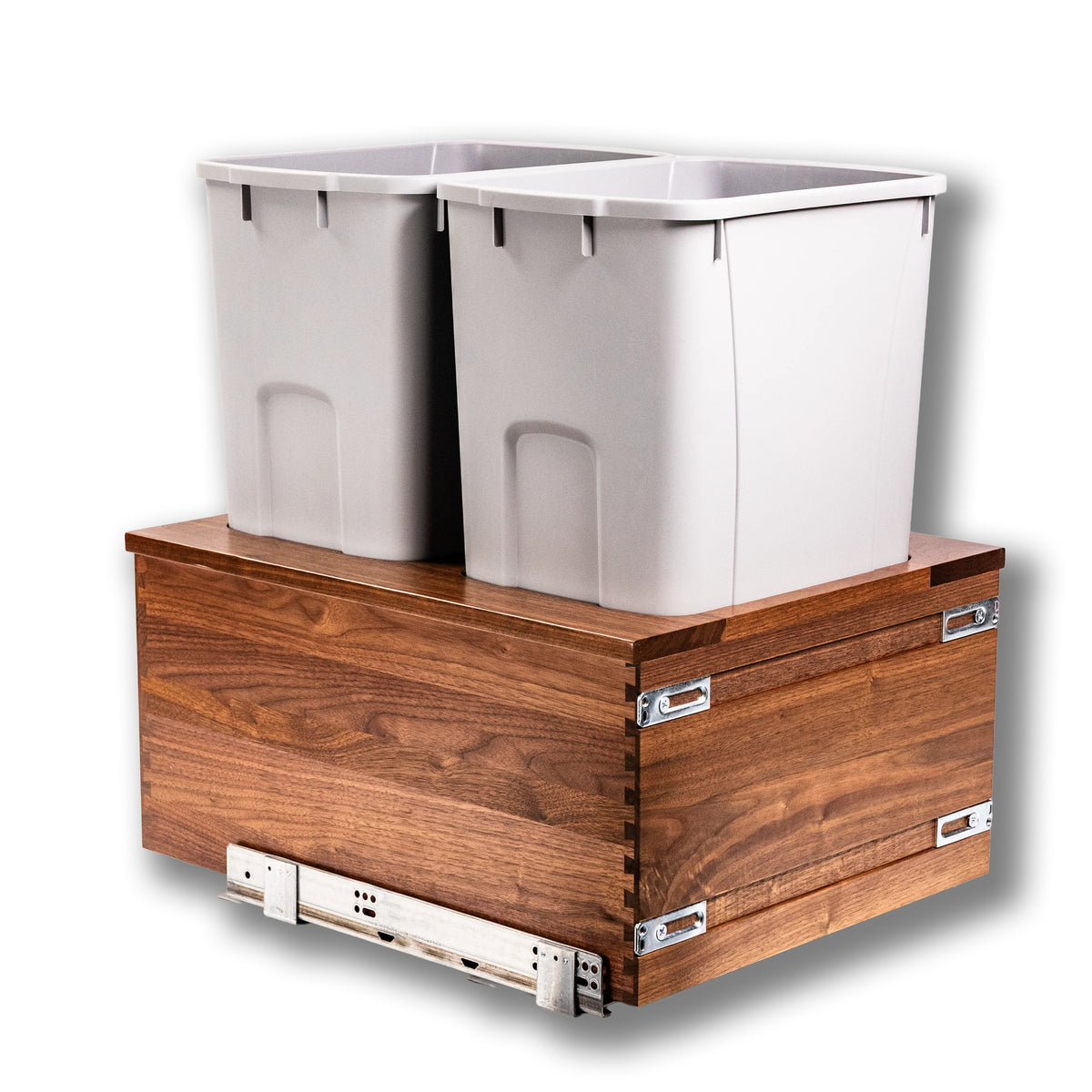 17 1/2" Riviera Series 50 Quart Bottom Mount Waste Container - Walnut