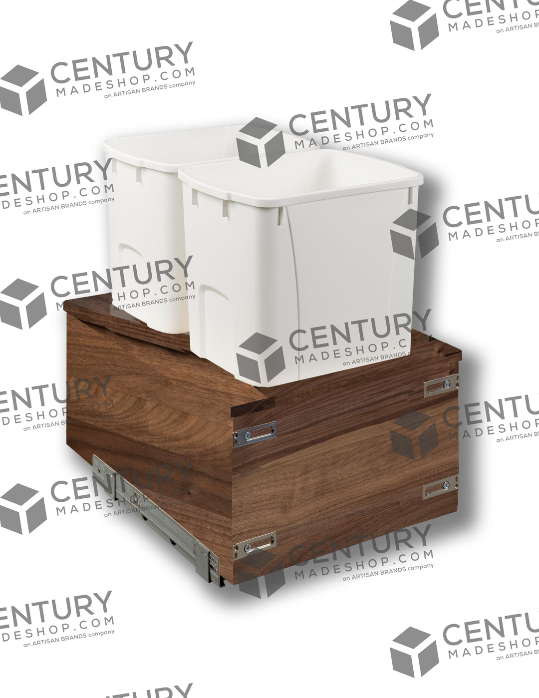 Century Components 17 1/2" Riviera Series 34 Quart Bottom Mount Waste Container - Walnut (RIVBM175-50PF)