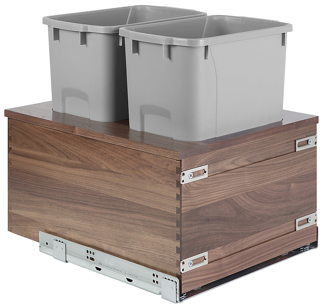Century Components 17 1/2" Riviera Series 34 Quart Bottom Mount Waste Container - Walnut (RIVBM175-34PF-GR)