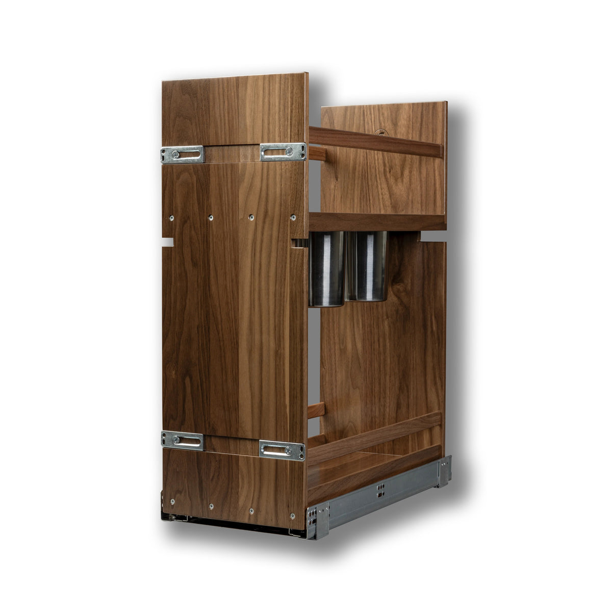 10 1/2" Riviera Series Pull-Out Canister Organizer Frameless in walnut