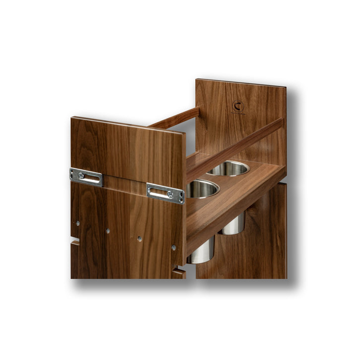 10 1/2" Riviera Series Pull-Out Canister Organizer Frameless in walnut, studio view 2