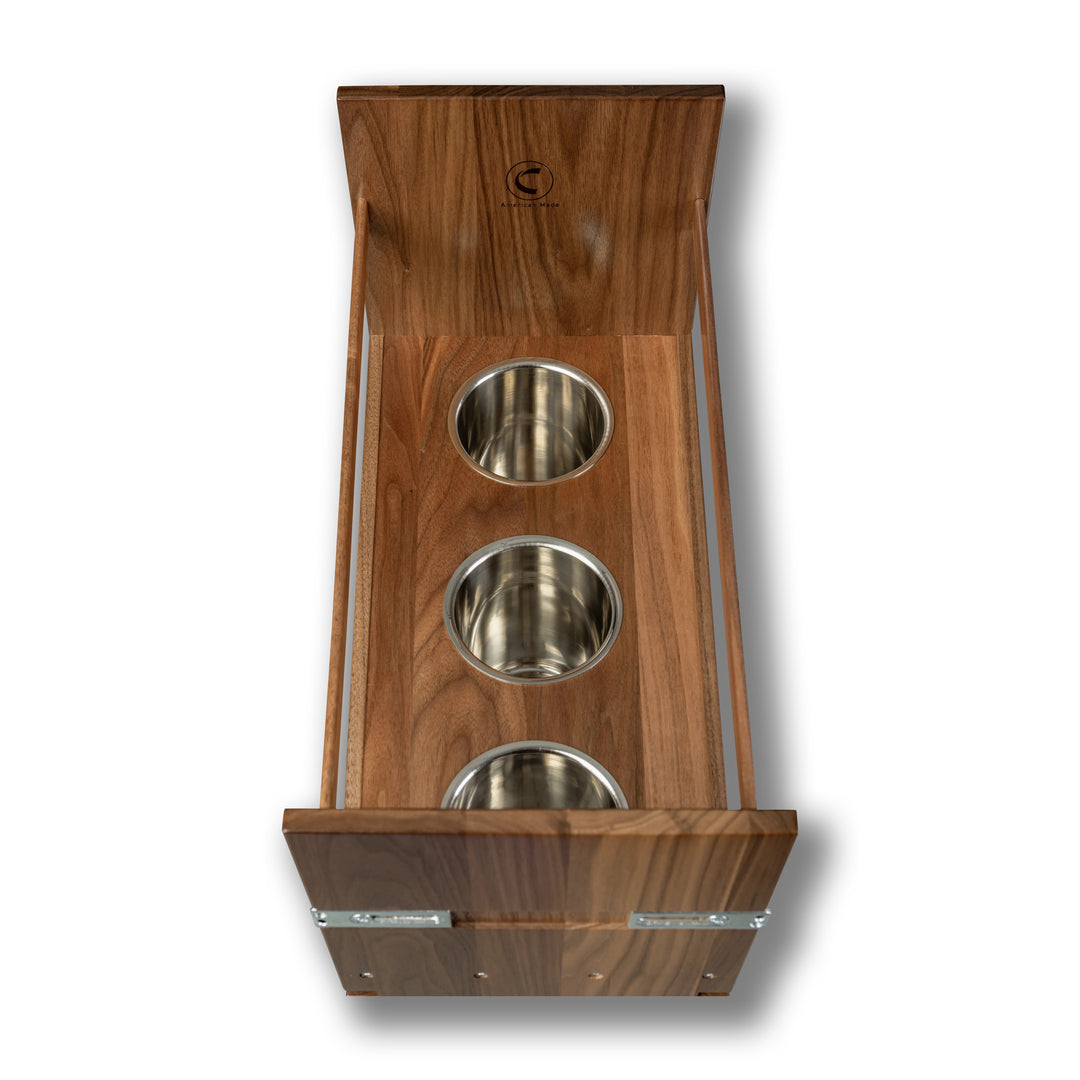 10 1/2" Riviera Series Pull-Out Canister Organizer Frameless in walnut, studio view 4