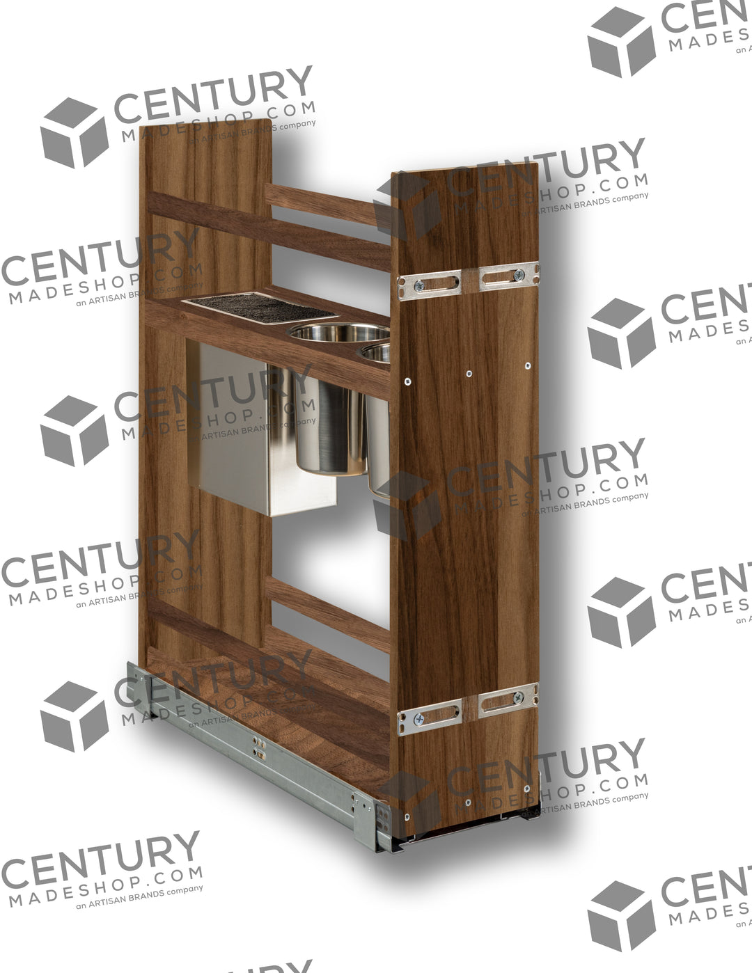 Century Components 10 1/2" Riviera Series Face Frame Pullout Canister Organizer with Knife Block (RIVKBI100PF)
