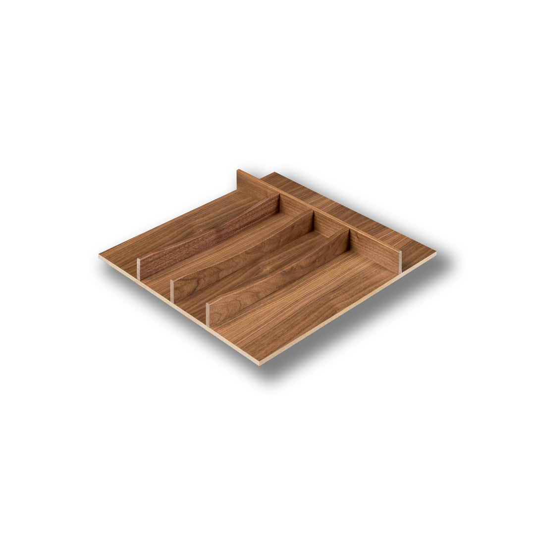 18" Riviera Series Utensil Tray Insert in walnut, studio view 2