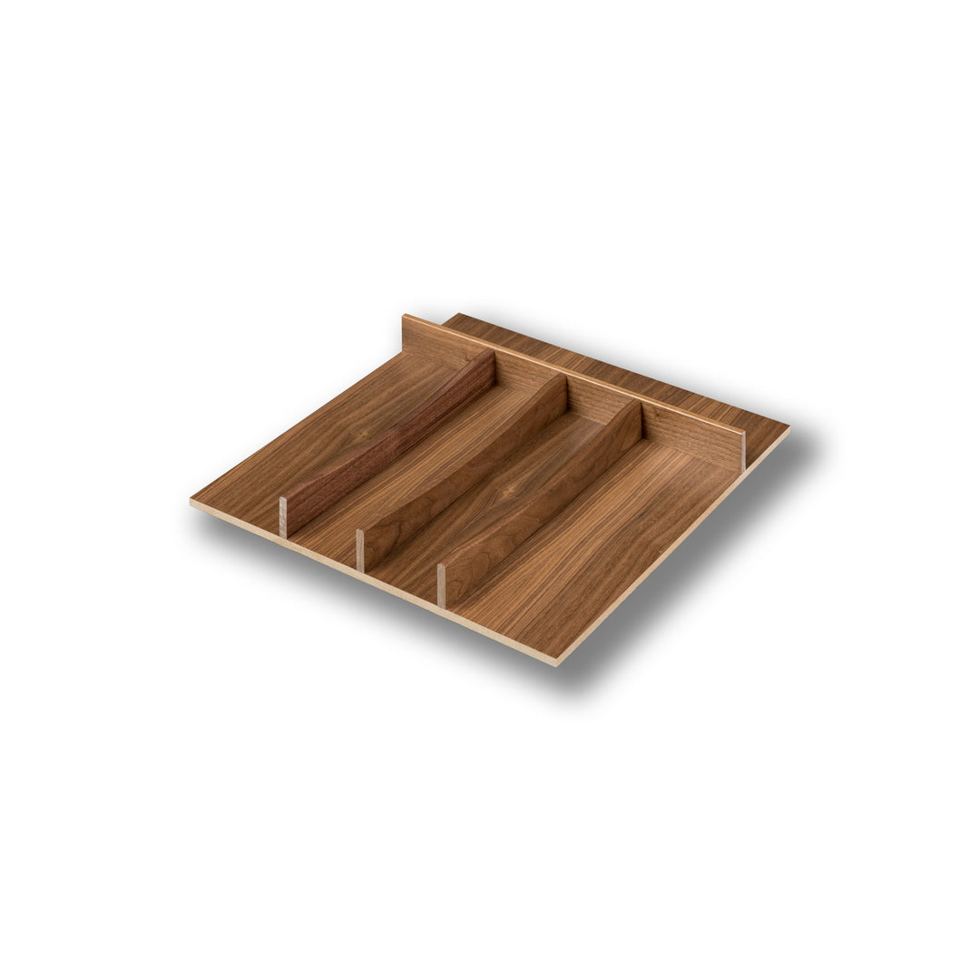 18" Riviera Series Utensil Tray Insert in walnut, studio view 3