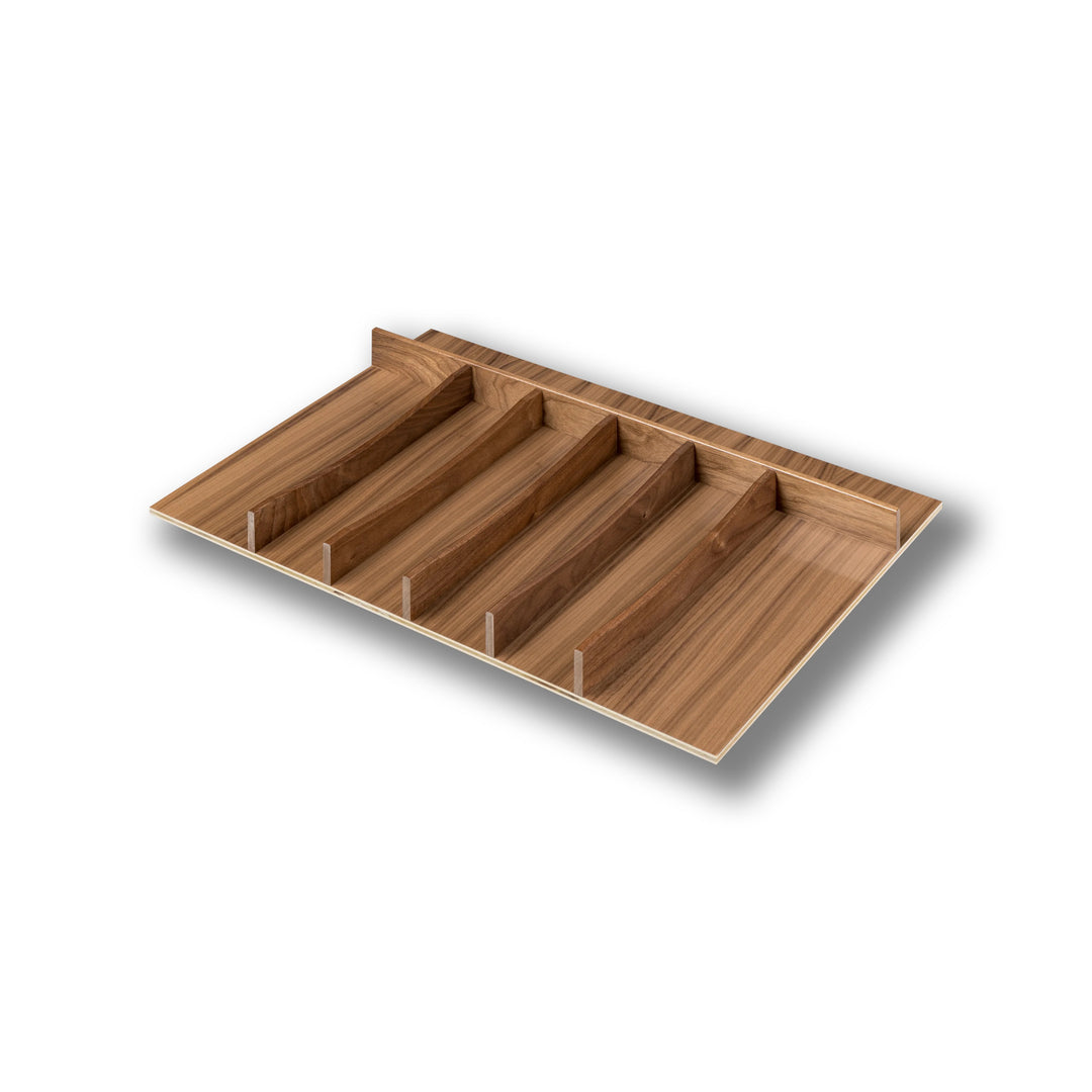 26 1/2" Riviera Series Utensil Tray Insert in walnut, studio view 3