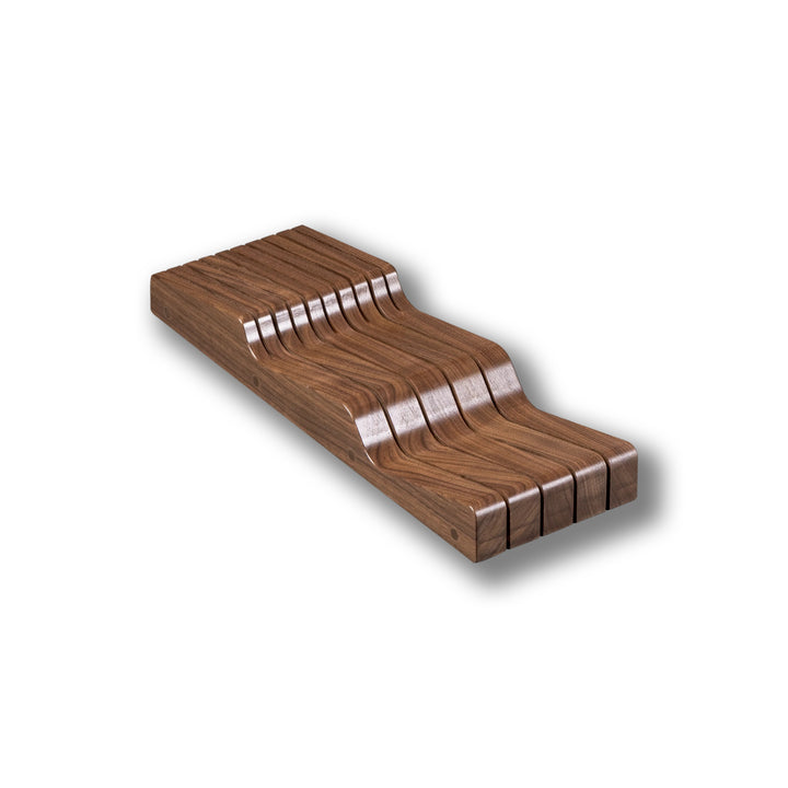 5 1/2" Riviera Series The Wave Knife Block in walnut, studio view 2