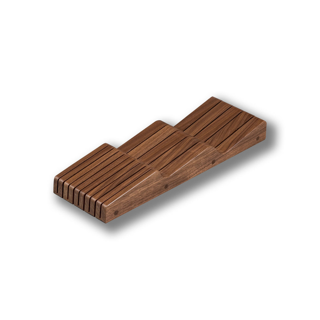 5 1/2" Riviera Series The Wave Knife Block in walnut, studio view 4