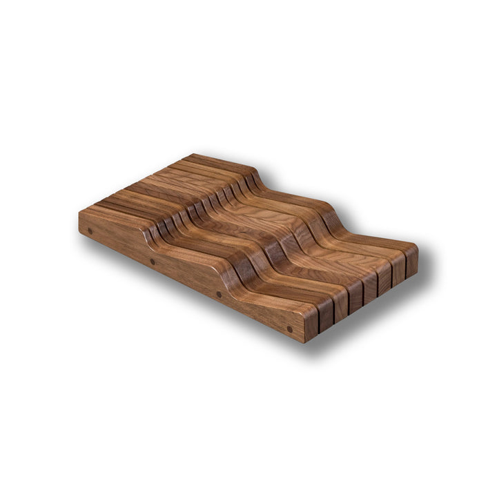9" Riviera Series The Wave Knife Block in walnut, studio view 4