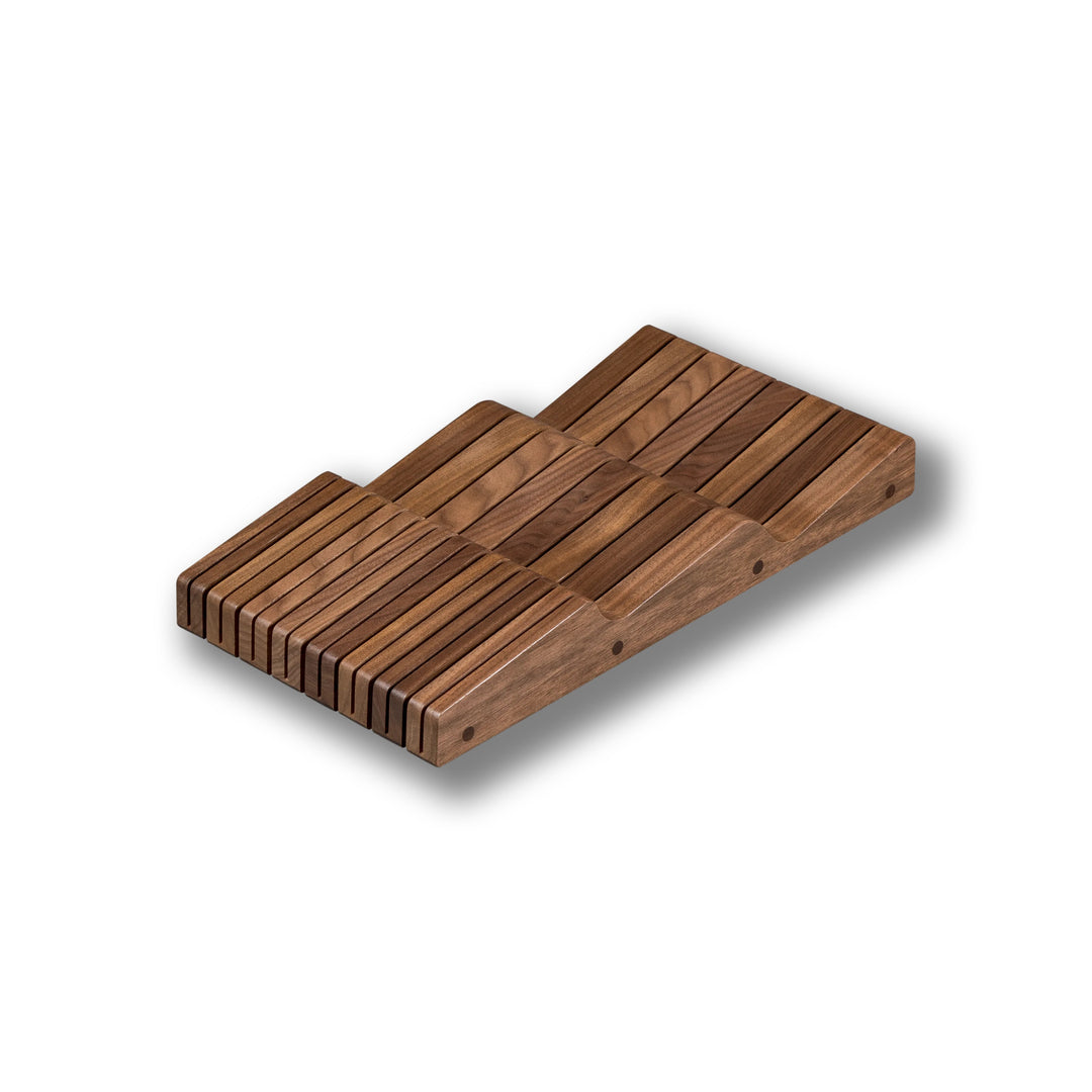 9" Riviera Series The Wave Knife Block in walnut, studio view 5