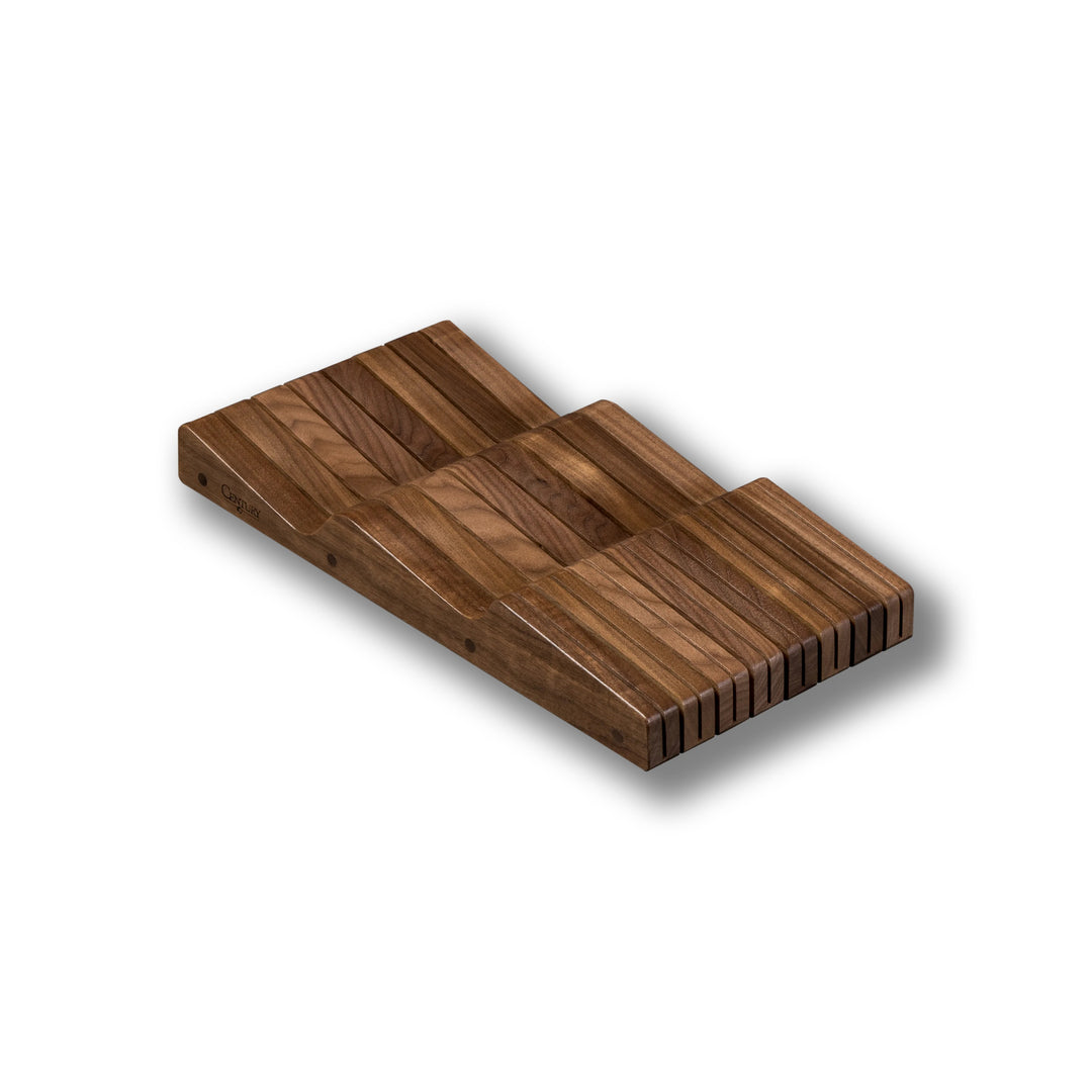 9" Riviera Series The Wave Knife Block in walnut, studio view 6
