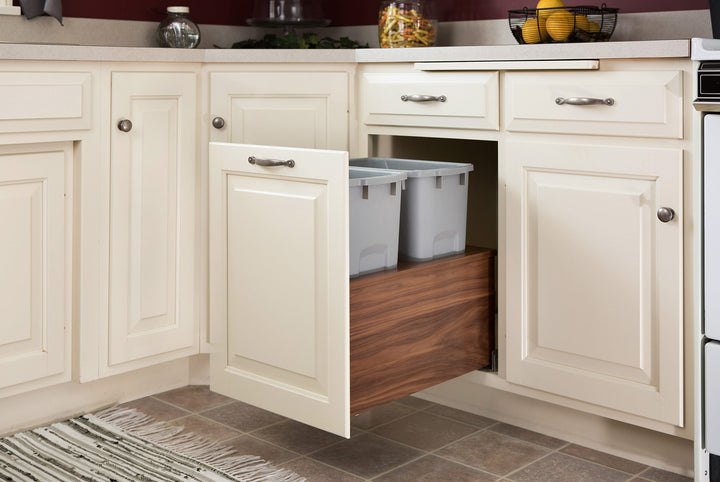 Century Components 17 1/2" Riviera Series 34 Quart Bottom Mount Waste Container - Walnut (RIVBM175-34PF-GR)