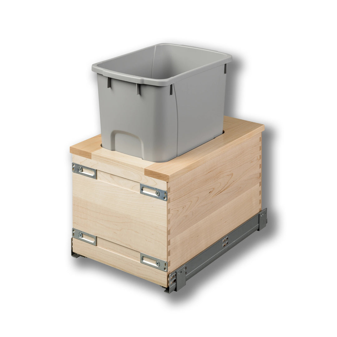 12" Signature Series 34 Quart Single Bottom Mount Vanity Waste Container in maple, studio view 2