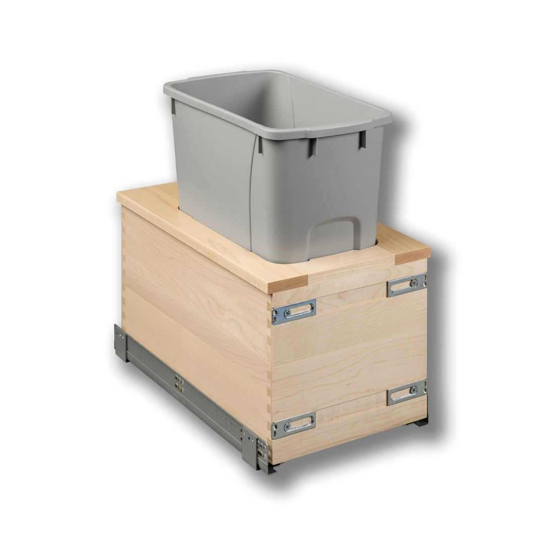 12" Signature Series 34 Quart Single Bottom Mount Vanity Waste Container in maple, studio view 3