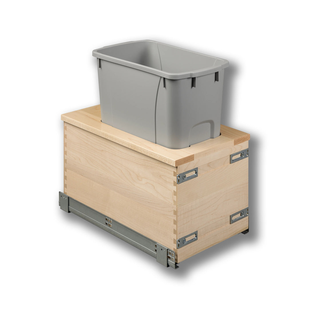 12" Signature Series 34 Quart Single Bottom Mount Vanity Waste Container in maple, studio view 4