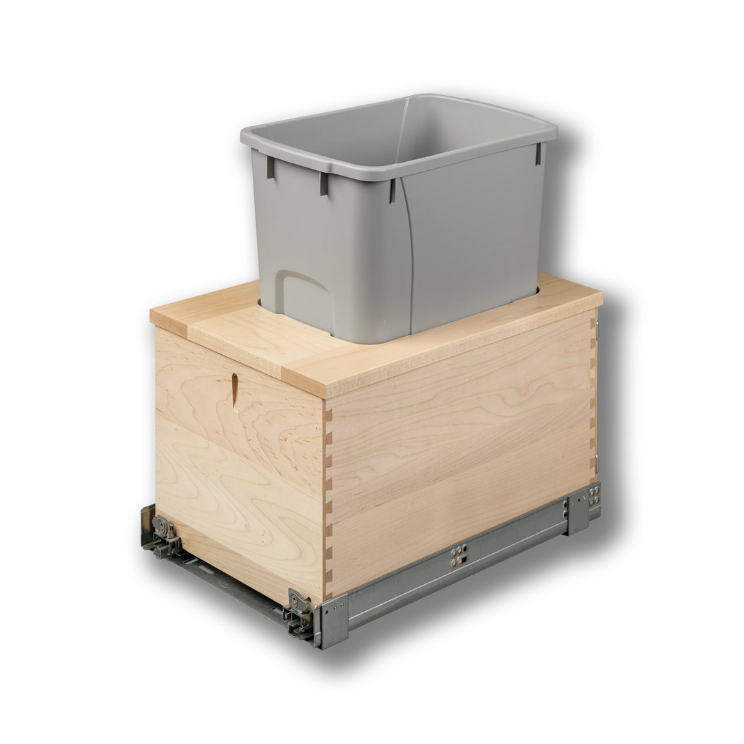 12" Signature Series 34 Quart Single Bottom Mount Vanity Waste Container in maple, studio view 5