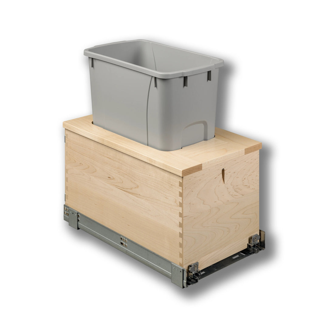 12" Signature Series 34 Quart Single Bottom Mount Vanity Waste Container in maple, studio view 6
