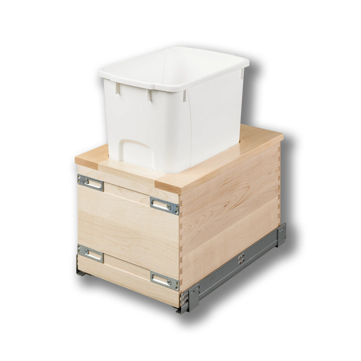 12" Signature Series 34 Quart Single Bottom Mount Vanity Waste Container in maple, studio view 2