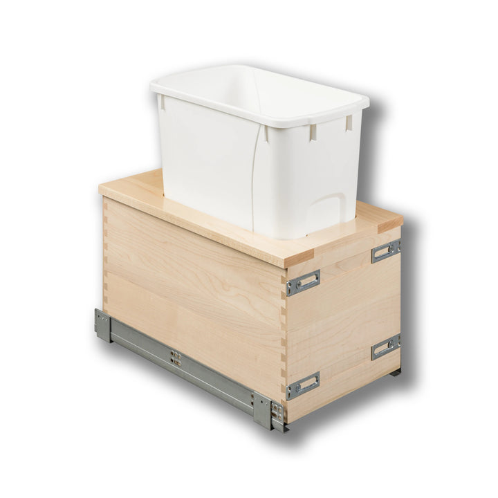 12" Signature Series 34 Quart Single Bottom Mount Vanity Waste Container in maple, studio view 4