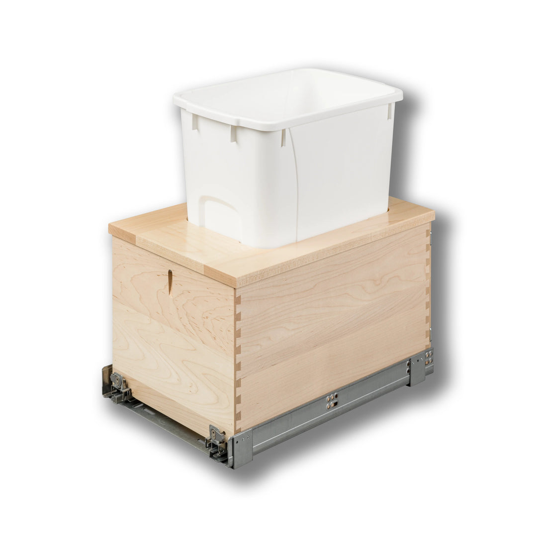 12" Signature Series 34 Quart Single Bottom Mount Vanity Waste Container in maple, studio view 5