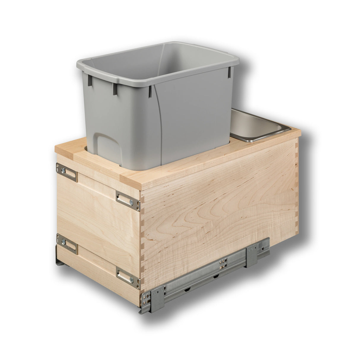 12" Signature Series 34 Quart Gray Bottom Mount Waste Container in maple
