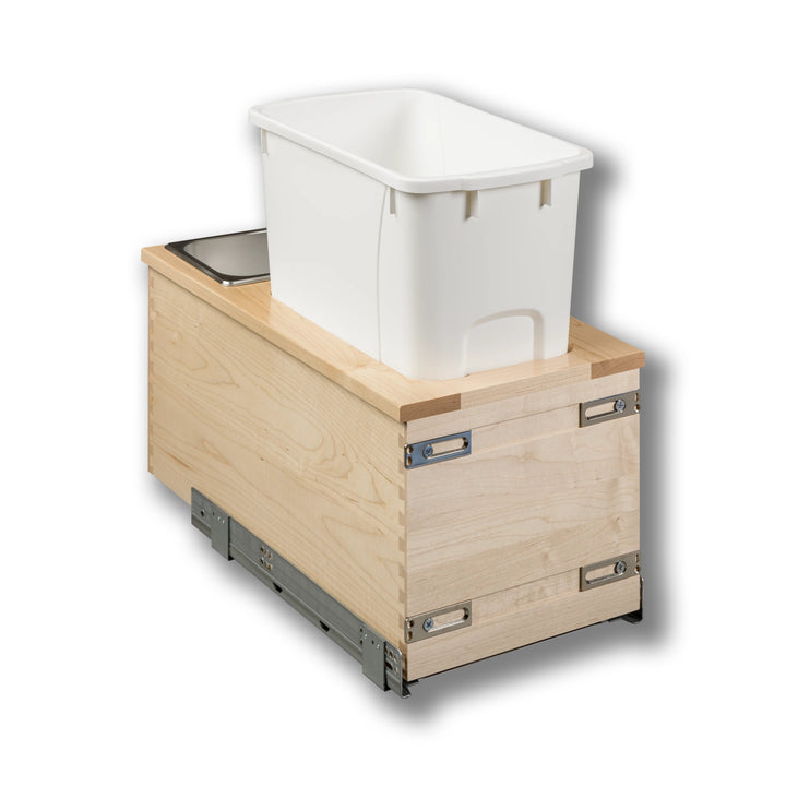 12" Signature Series 34 Quart Bottom Mount Waste Container in maple, studio view 3