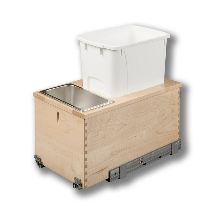 12" Signature Series 34 Quart Bottom Mount Waste Container in maple, studio view 5