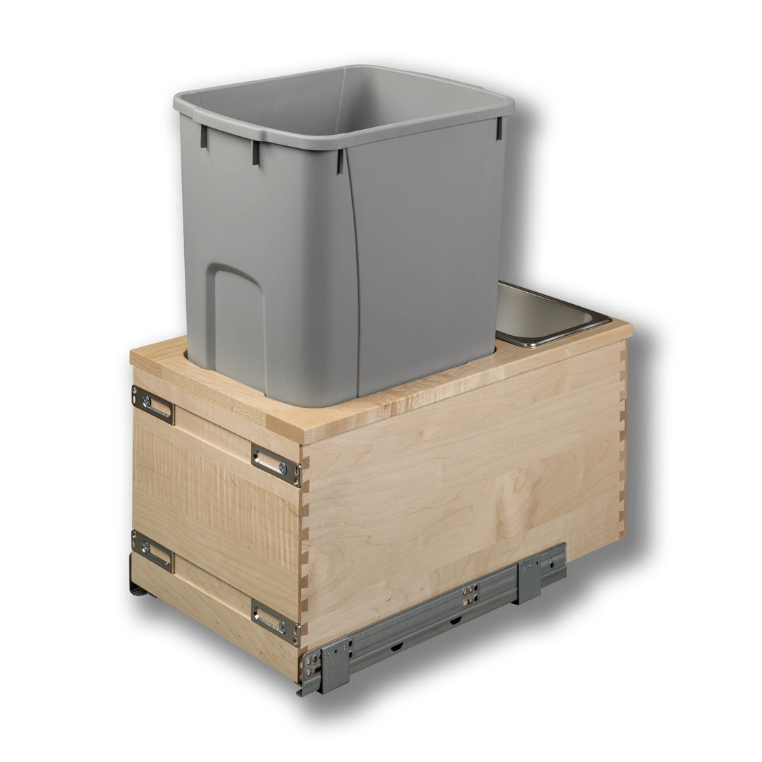 12" Signature Series 50 Quart Gray Bottom Mount Waste Container in maple