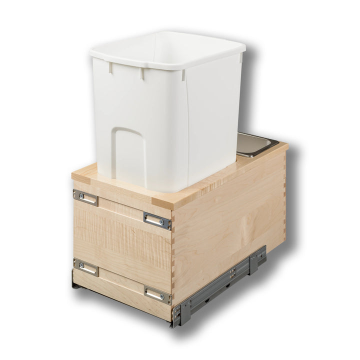 12" Signature Series 50 Quart Bottom Mount Waste Container in maple, studio view 2