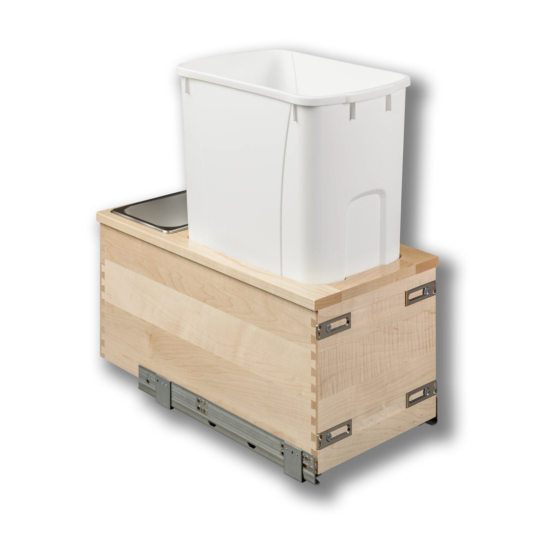 12" Signature Series 50 Quart Bottom Mount Waste Container in maple, studio view 3