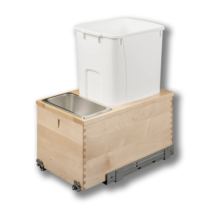 12" Signature Series 50 Quart Bottom Mount Waste Container in maple, studio view 4