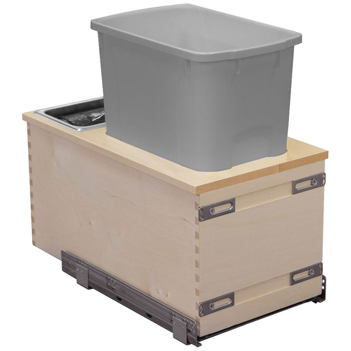 Century Components 12" Signature Series 34 Quart Gray Bottom Mount Waste Container (SIGBM115-34PF-GR)
