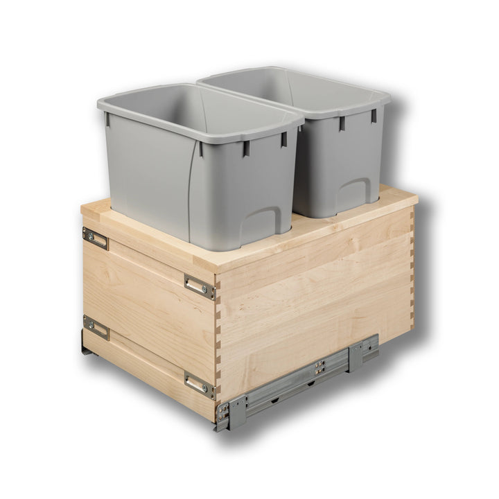 15" Signature Series 34 Quart Gray Bottom Mount Waste Container in maple