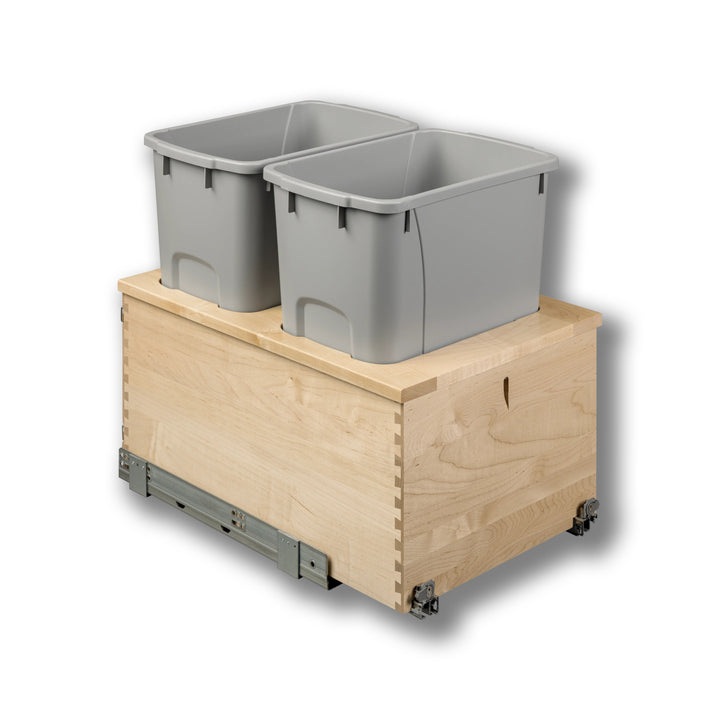 15" Signature Series 34 Quart Gray Bottom Mount Waste Container in maple, studio view 6