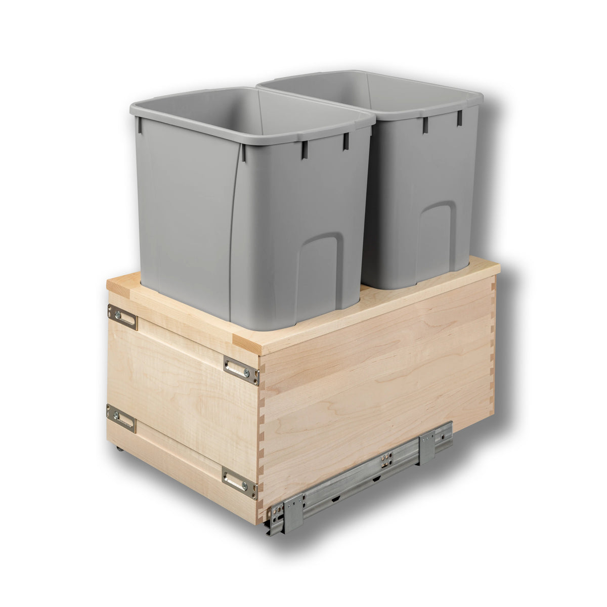 15" Signature Series 50 Quart Gray Bottom Mount Waste Container in maple