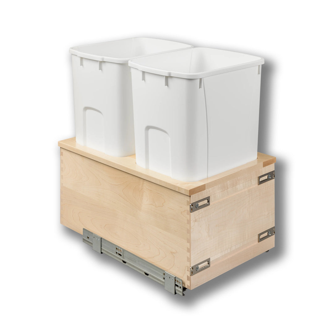 15" Signature Series 50 Quart Bottom Mount Waste Container in maple, studio view 3
