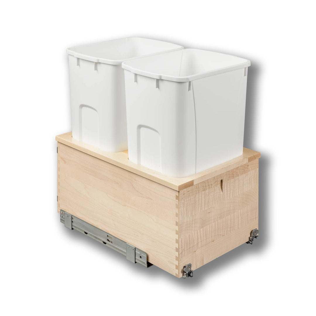 15" Signature Series 50 Quart Bottom Mount Waste Container in maple, studio view 5